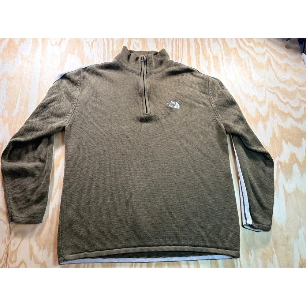 The North Face A5 Series‎ Mens Quarter Zip Wool Blend Sweater Olive Brown Large